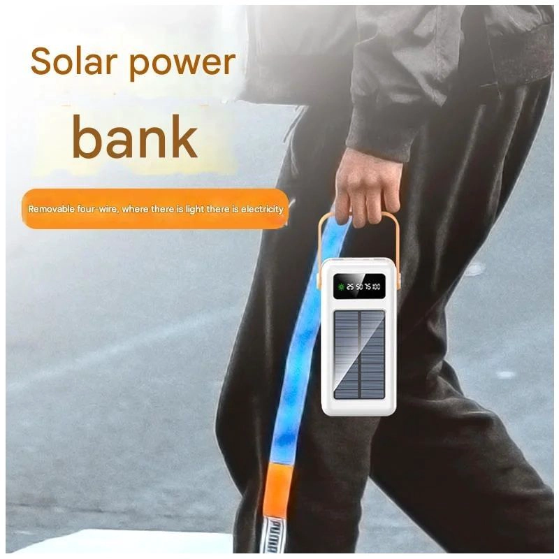 BATERIA PORTATIL POWER BANK SOLAR 40000MAH CABLES INTEGRADOS LUZ LED - 8