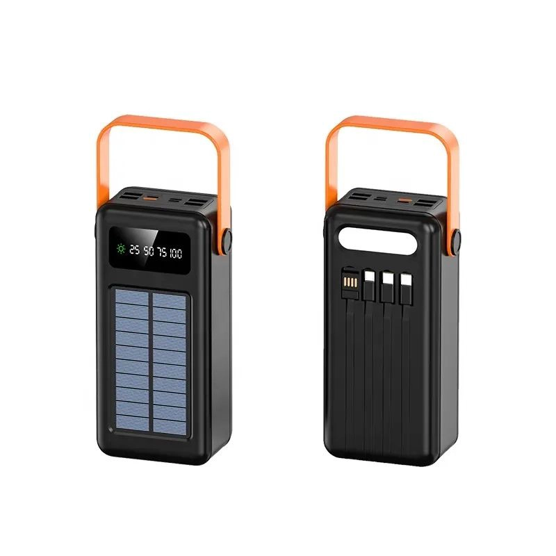 BATERIA PORTATIL POWER BANK SOLAR 40000MAH CABLES INTEGRADOS LUZ LED CARGA RAPIDA - 1