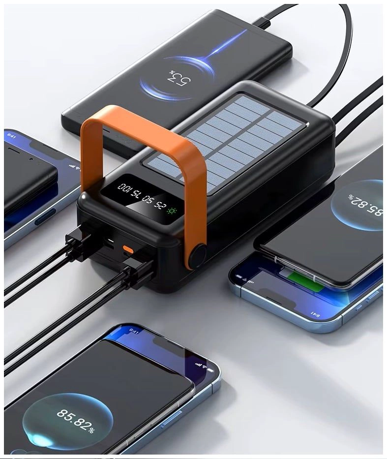 BATERIA PORTATIL POWER BANK SOLAR 40000MAH CABLES INTEGRADOS LUZ LED CARGA RAPIDA - 2