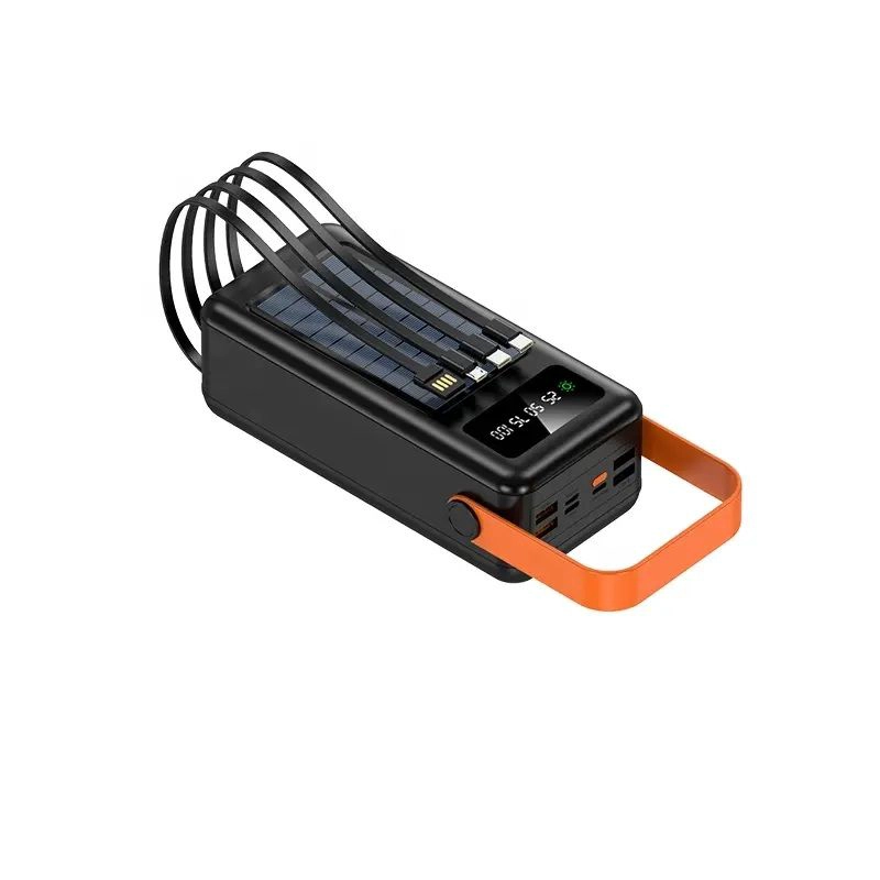 BATERIA PORTATIL POWER BANK SOLAR 40000MAH CABLES INTEGRADOS LUZ LED CARGA RAPIDA - 4