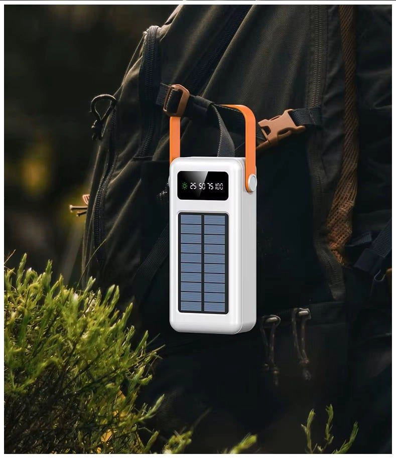 BATERIA PORTATIL POWER BANK SOLAR 40000MAH CABLES INTEGRADOS LUZ LED CARGA RAPIDA - 5