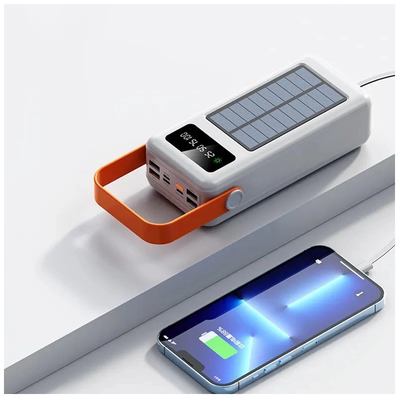 BATERIA PORTATIL POWER BANK SOLAR 40000MAH CABLES INTEGRADOS LUZ LED CARGA RAPIDA - 8