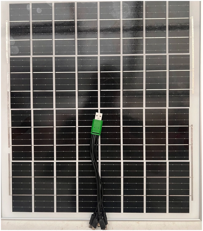 PANEL SOLAR PORTATIL 20W 18V ADAPTADOR DE CARGA MULTIPLE CABLE USB - 2