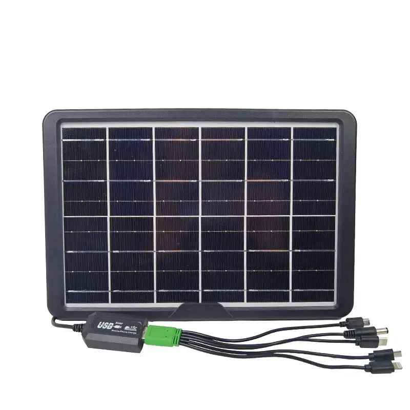 PANEL SOLAR PORTATIL 20W 18V ADAPTADOR DE CARGA MULTIPLE CABLE USB - 5