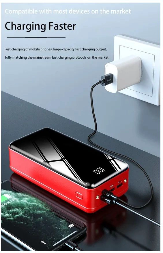 CARGADOR PORTATIL POWER BANK 50000 MAH 3USB TIPO C LIGHTNING LINTERNA - 6