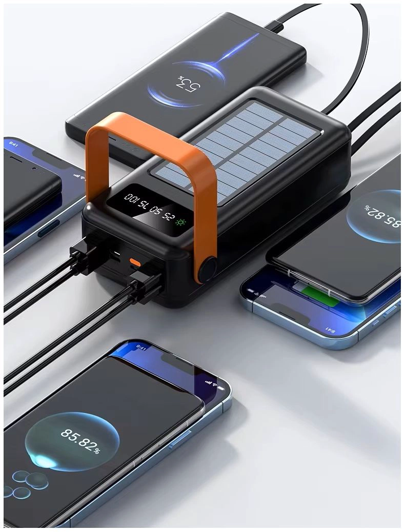 BATERIA PORTATIL POWER BANK SOLAR 40000MAH CABLES INTEGRADOS LUZ LED - 2