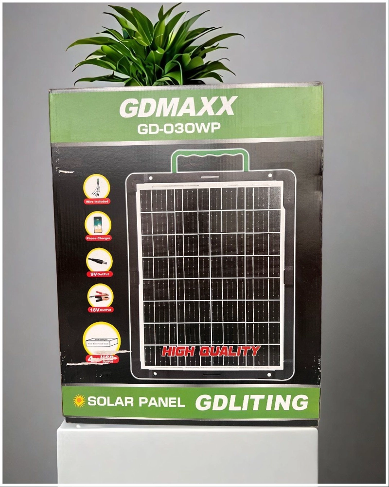 PANEL SOLAR PORTATIL 30W 18V ADAPTADOR DE CARGA MULTIPLE CABLE USB DISPOSITIVOS MOVILES CAMARAS - 2