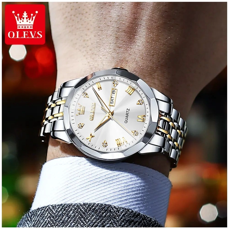 RELOJ DE PULSERA HOMBRE DE LUJO CORREA BIMETALICA DE ACERO INOXIDABLE - 2
