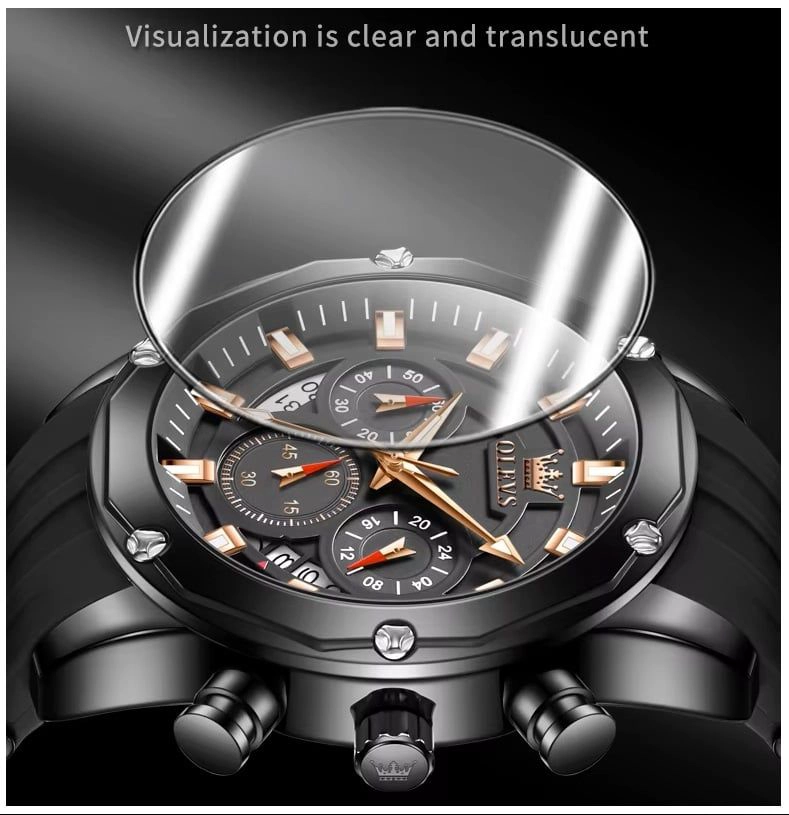 RELOJ DEPORTIVO DE LUJO OLEV ACERO INOXIDABLE CUARZO SUMERGIBLE 30M CRONOGRAFO CALENDARIO COMPLETO - 5