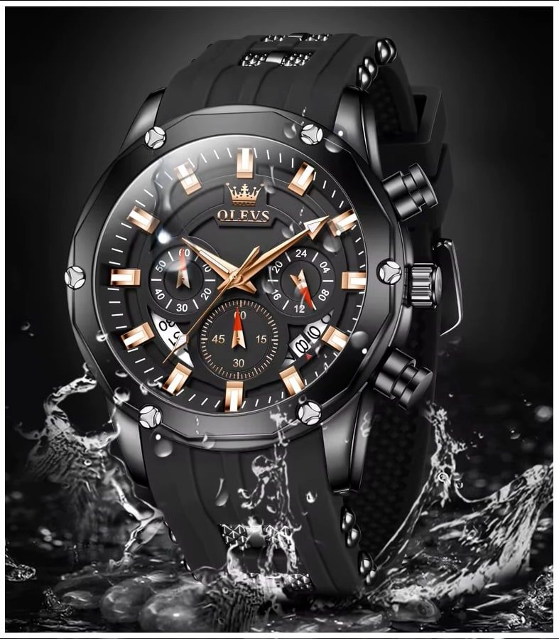 RELOJ DEPORTIVO DE LUJO OLEV ACERO INOXIDABLE CUARZO SUMERGIBLE 30M CRONOGRAFO CALENDARIO COMPLETO - 6