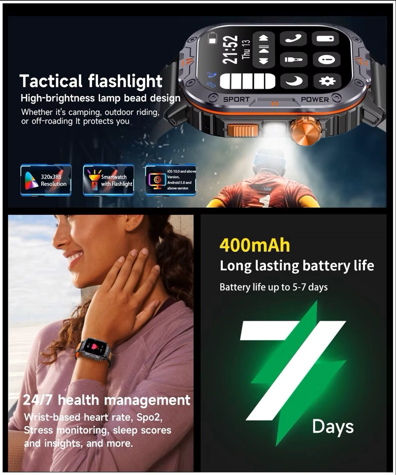 SMARTWATCH DEPORTIVO NX20 LLAMADAS BLUETOOTH MUSICA LINTERNA IP68 MONITOR SALUD Y DEPORTE - 4