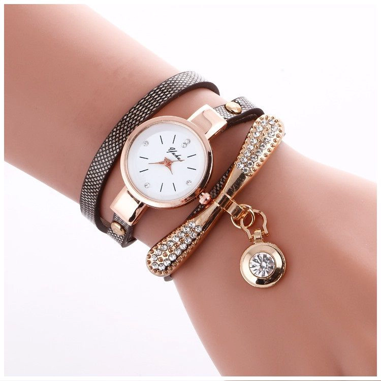 RELOJ DE LUJO PERSONALIZADO PARA MUJERES CON INCRUSTACIONES Y ELEGANTE PULSERA LARGA - 4