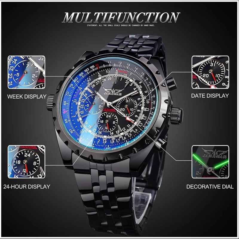 RELOJ AUTOMATICO ELEGANTE JARAGAR DEPORTIVO MECANICO RESISTENCIA AL AGUA 3 BAR - 3