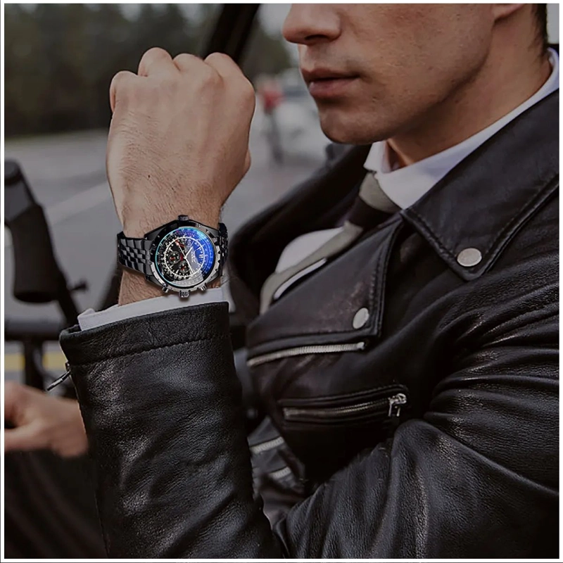 RELOJ AUTOMATICO ELEGANTE JARAGAR DEPORTIVO MECANICO RESISTENCIA AL AGUA 3 BAR - 5