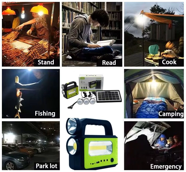 KIT SOLAR SISTEMA ILUMINACION LED RECARGABLE CAMPING EMERGENCIAS USB - 4