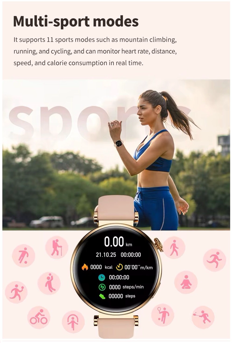 RELOJ INTELIGENTE GT4 MINI MUJER ESTILO SALUD CON DOBLE CORREA SILICONA Y METALICA COMPATIBLE IP68 - 7