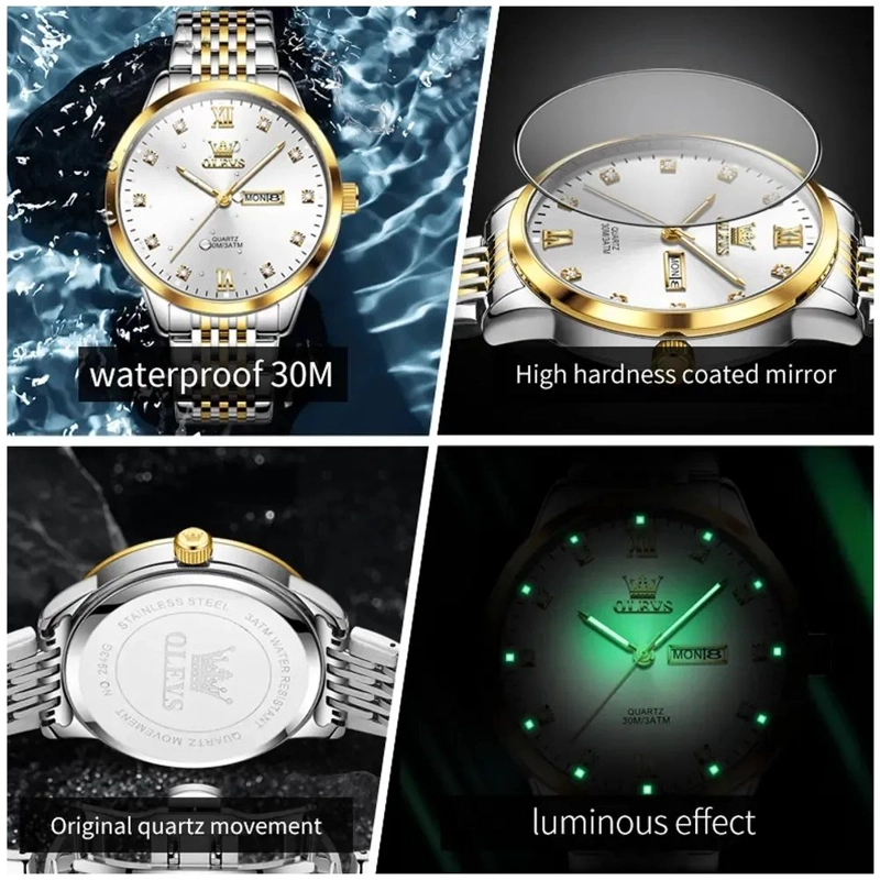 RELOJ DE HOMBRE ELEGANTE MOVIMIENTO CUARZO BICOLOR ACERO INOXIDABLE - 4