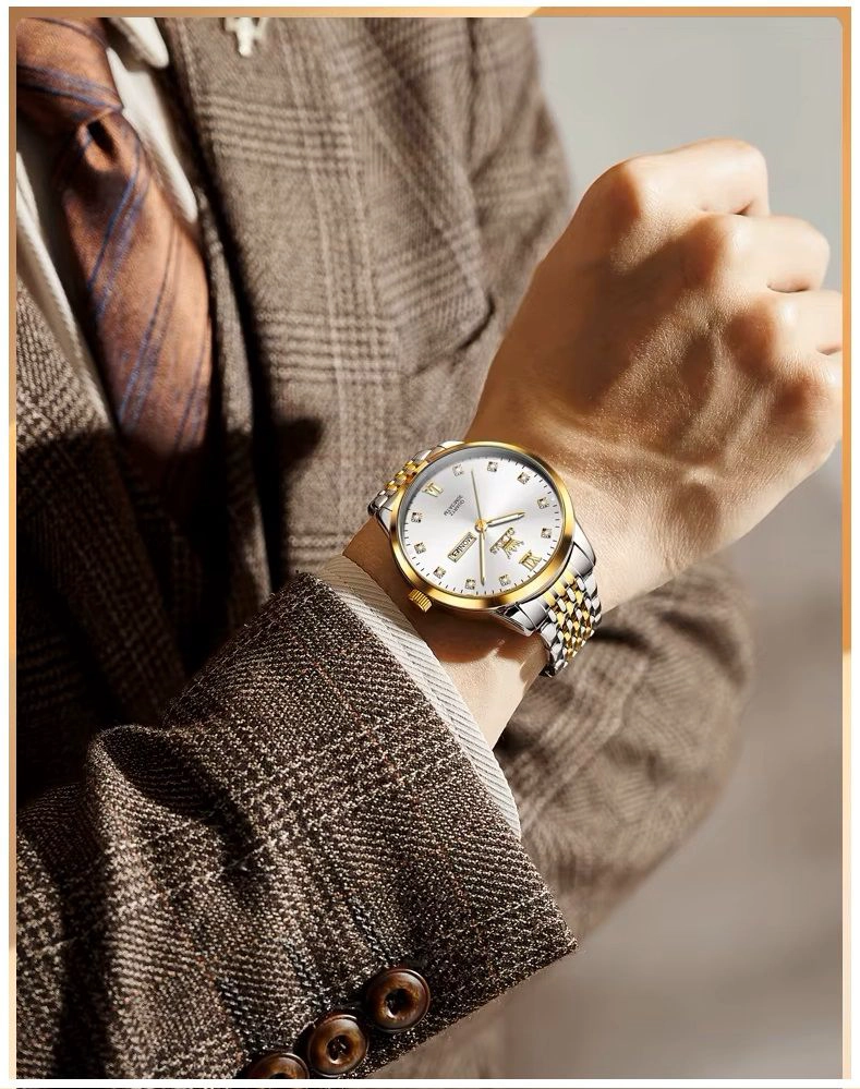 RELOJ DE HOMBRE ELEGANTE MOVIMIENTO CUARZO BICOLOR ACERO INOXIDABLE - 5