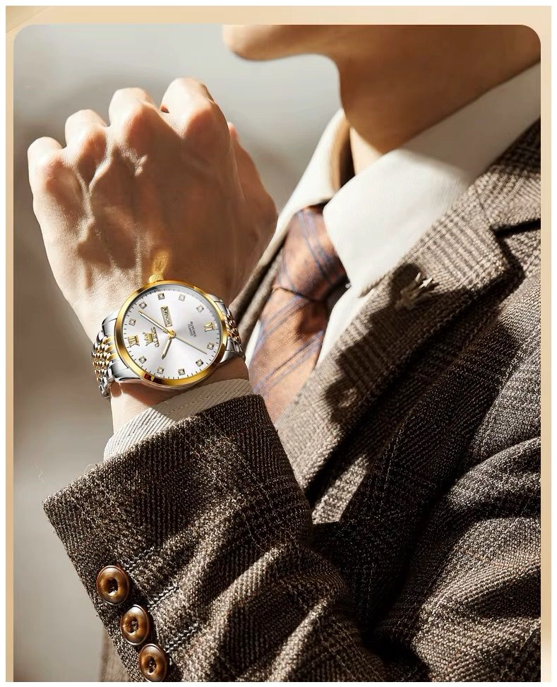RELOJ DE HOMBRE ELEGANTE MOVIMIENTO CUARZO BICOLOR ACERO INOXIDABLE - 7