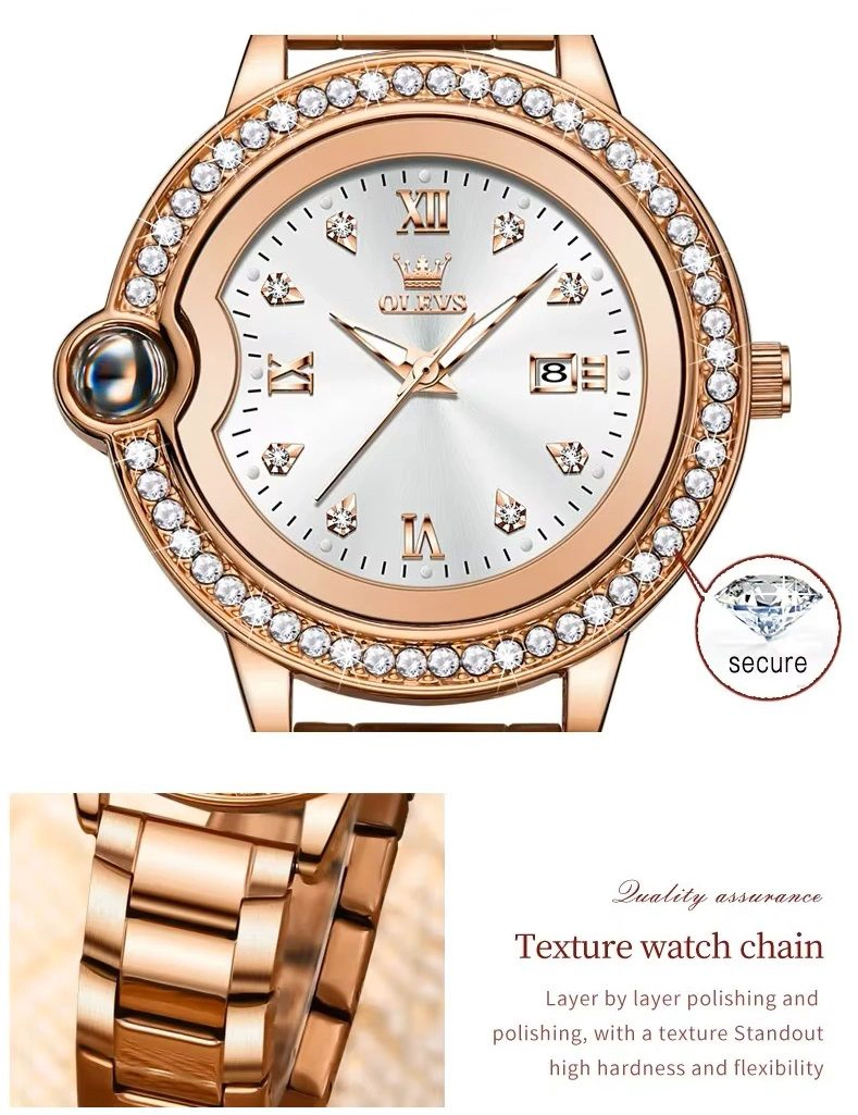 RELOJ DE PULSERA DE LUJO PARA MUJER CON DIAMANTES RESISTENCIA AL AGUA - 5