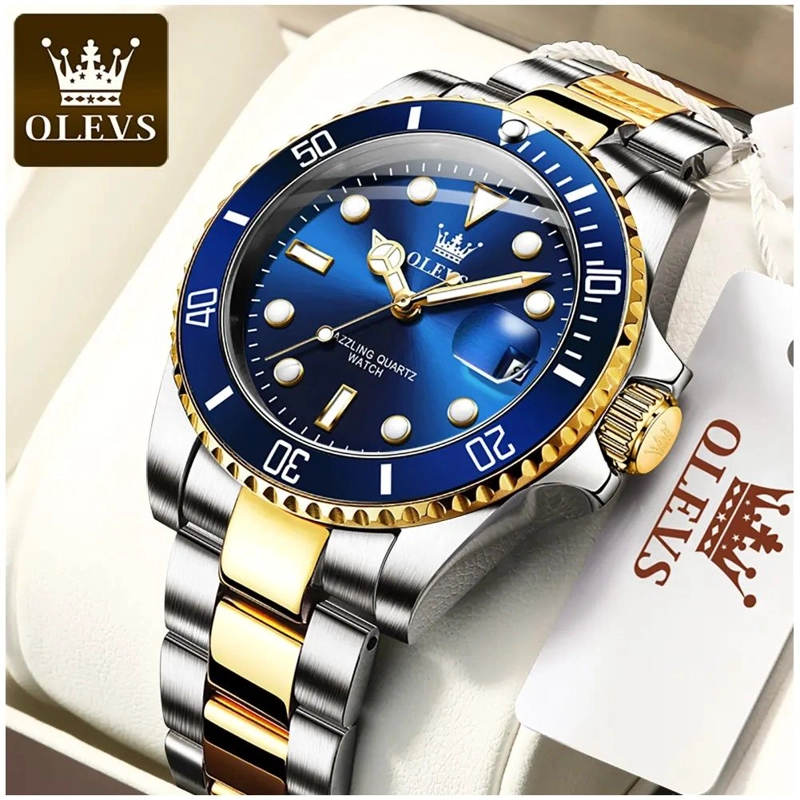 RELOJ PARA HOMBRE DE LUJO DEPORTIVO OLEVS ACERO INOXIDABLE CUARZO PRECISO SUMERGIBLE 30M - 3
