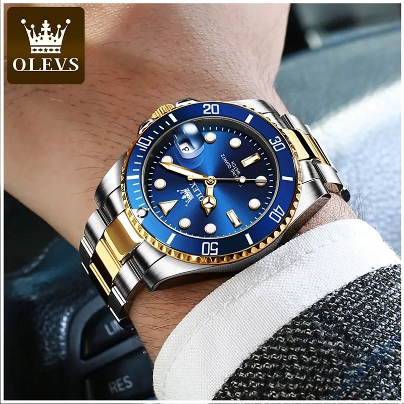 RELOJ PARA HOMBRE DE LUJO DEPORTIVO OLEVS ACERO INOXIDABLE CUARZO PRECISO SUMERGIBLE 30M - 4