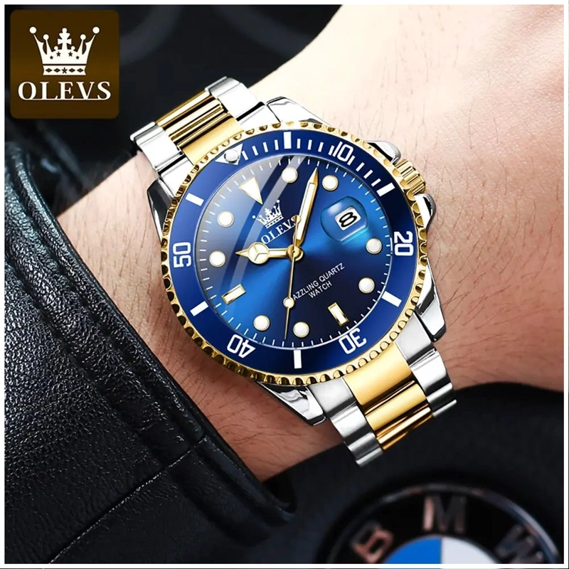 RELOJ PARA HOMBRE DE LUJO DEPORTIVO OLEVS ACERO INOXIDABLE CUARZO PRECISO SUMERGIBLE 30M - 5