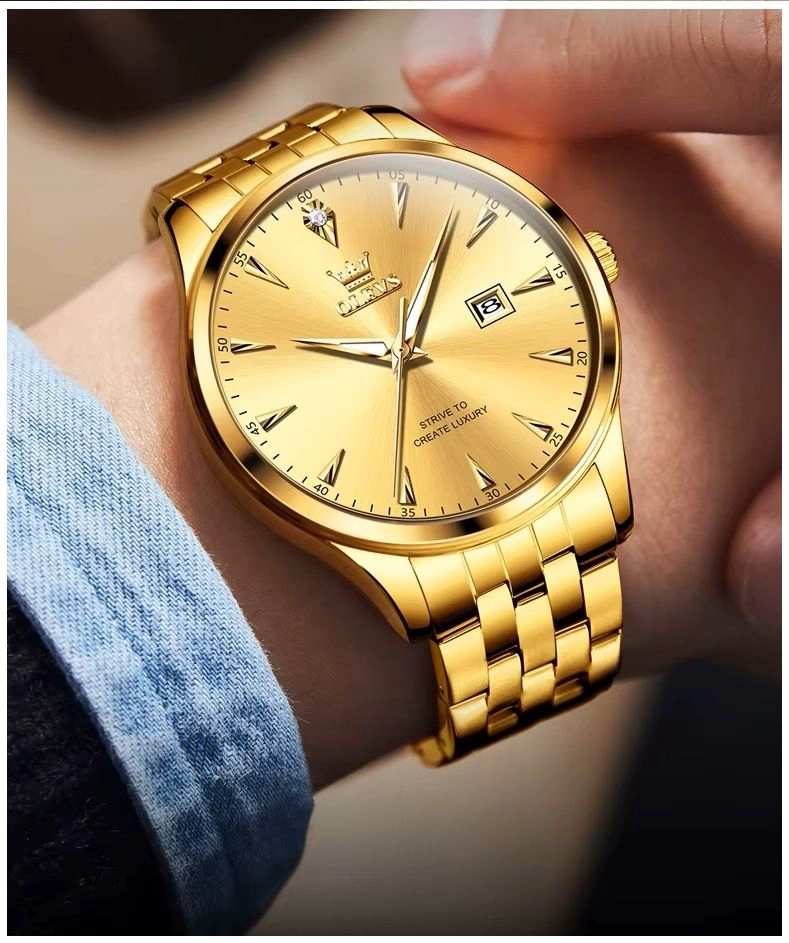 RELOJ DE LUJO CLASICO PARA HOMBRE CON CALENDARIO Y MOVIMIENTO DE CUARZO RESISTENCIA AL AGUA 30M - 1