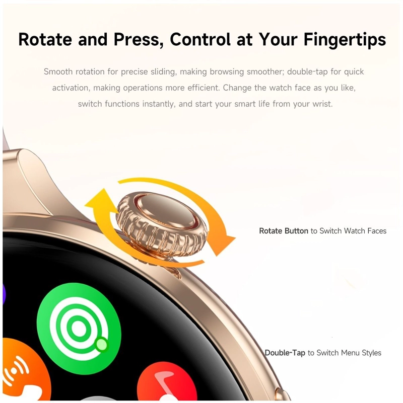 RELOJ INTELIGENTE DS5 ESTILO DORADO, DOBLE CORREA, LLAMADAS BLUETOOTH Y MONITOREO DE SALUD 24/7 - 4