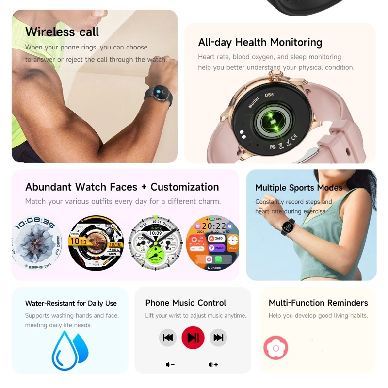 RELOJ INTELIGENTE DS5 ESTILO DORADO, DOBLE CORREA, LLAMADAS BLUETOOTH Y MONITOREO DE SALUD 24/7 - 5