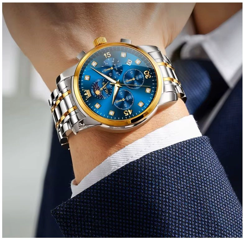 RELOJ HOMBRE LUJO DEPORTIVO Y ELEGANTE CON CRONOGRAFO FASE LUNAR - 4