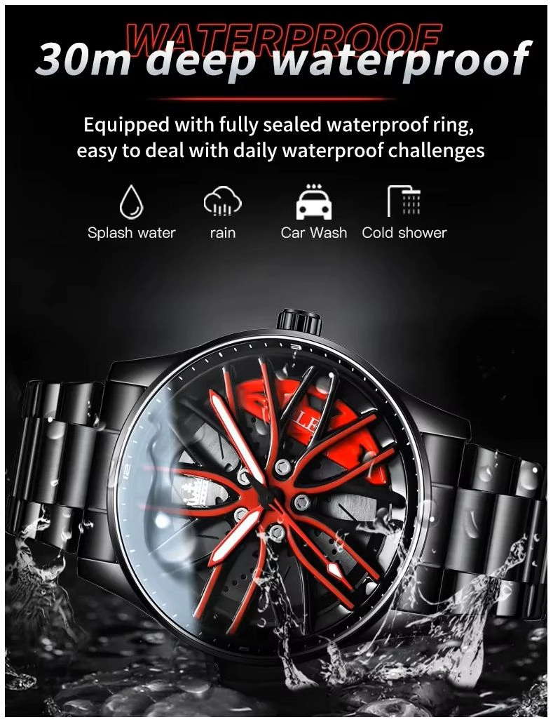 RELOJ PARA HOMBRE CON DISEÑO EXCLUSIVO LLANTA DE COCHE GIRATORIA - 5