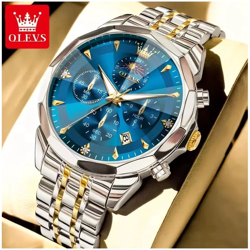 RELOJ DE PULSERA HOMBRE ACERO INOXIDABLE AZUL CON CRONOGRAFO - 3