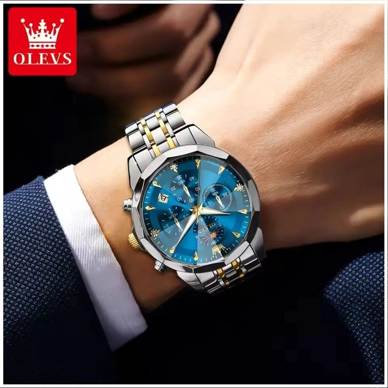RELOJ DE PULSERA HOMBRE ACERO INOXIDABLE AZUL CON CRONOGRAFO - 6