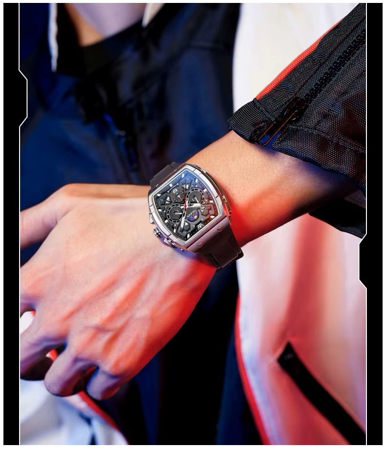 RELOJ DE HOMBRE DEPORTIVO ELEGANTE FASE LUNAR CRONOGRAFO DUAL TIME - 4