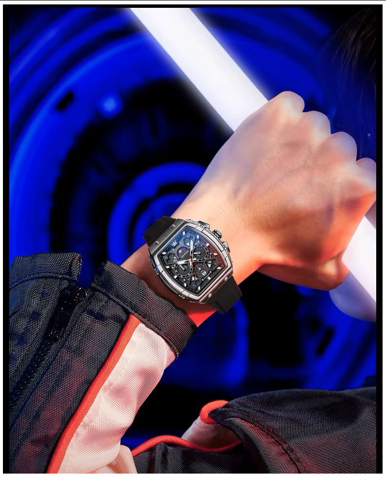 RELOJ DE HOMBRE DEPORTIVO ELEGANTE FASE LUNAR CRONOGRAFO DUAL TIME - 6