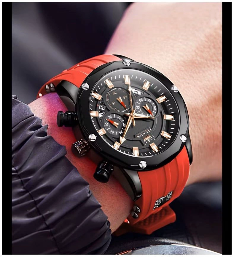 RELOJ QUARTZ DEPORTIVO DE LUJO OLEV CRONOGRAFO CUARZO SUMERGIBLE 30M CALENDARIO COMPLETO - 5