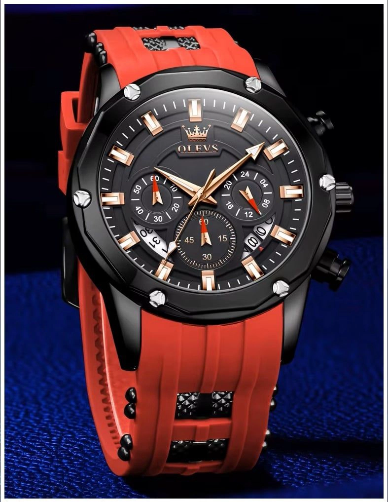 RELOJ QUARTZ DEPORTIVO DE LUJO OLEV CRONOGRAFO CUARZO SUMERGIBLE 30M CALENDARIO COMPLETO - 6