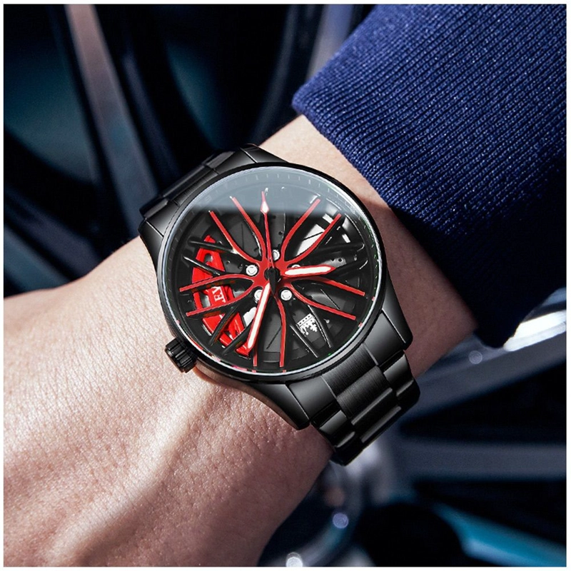 RELOJ PARA HOMBRE CON DISEÑO EXCLUSIVO LLANTA DE COCHE GIRATORIA - 2