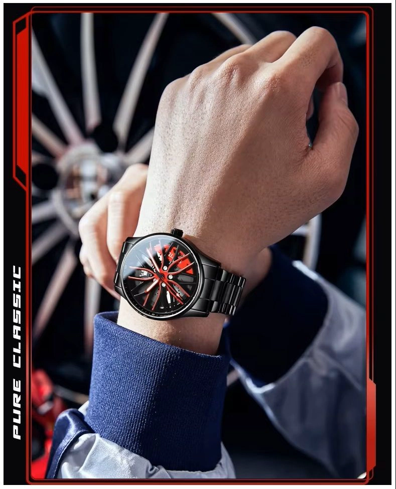 RELOJ PARA HOMBRE CON DISEÑO EXCLUSIVO LLANTA DE COCHE GIRATORIA - 7