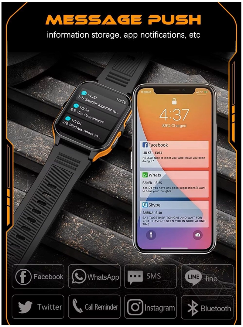 SMARTWATCH DEPORTIVO OUTDOOR LLAMADAS BLUETOOTH MONITOR DE SALUD 247 NOTIFICACIONES IP68 - 5