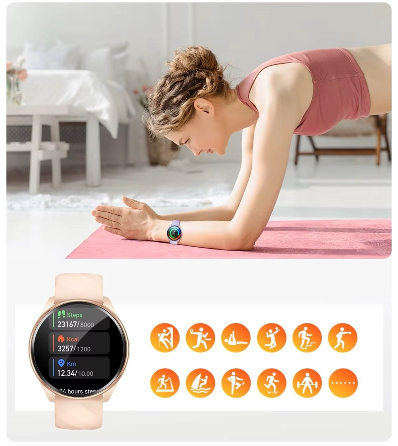 RELOJ INTELIGENTE MUJER LLAMADAS BLUETOOTH MONITOREO DE SALUD MULTIDEPORTE IP67 NOTIFICACIONES - 5