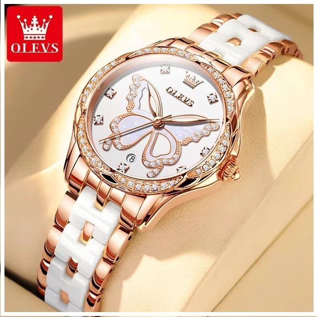 RELOJ DE PULSERA ELEGANTE MUJER ESFERA MARIPOSA Y DETALLES DE ZIRCONIA - 1