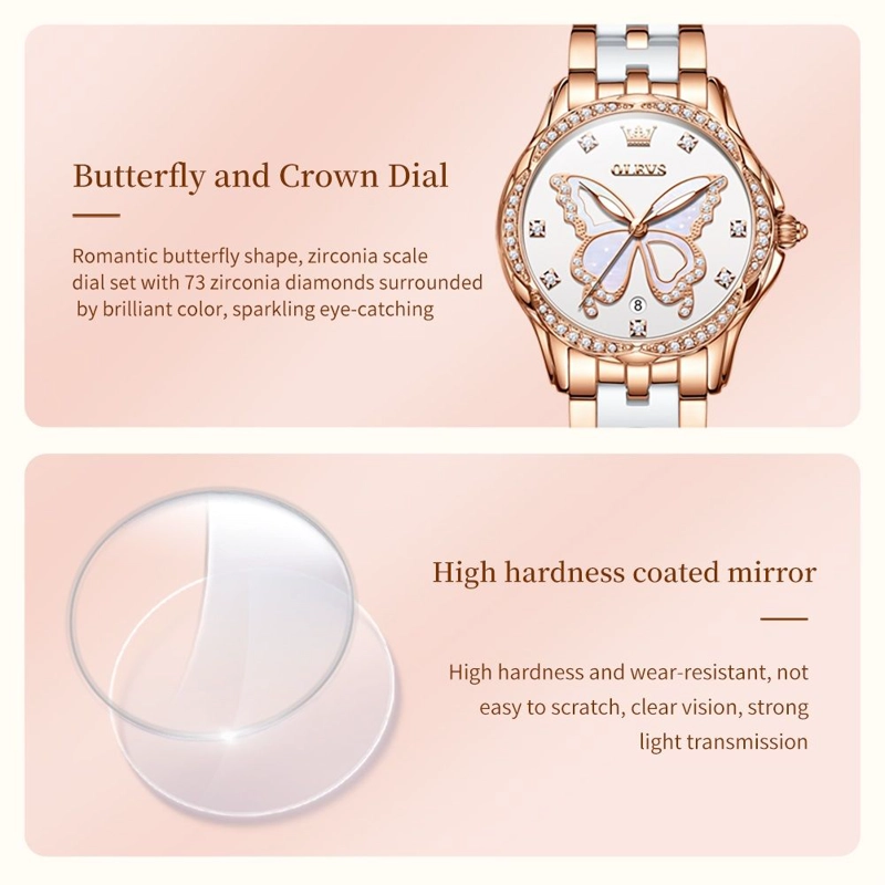 RELOJ DE PULSERA ELEGANTE MUJER ESFERA MARIPOSA Y DETALLES DE ZIRCONIA - 3