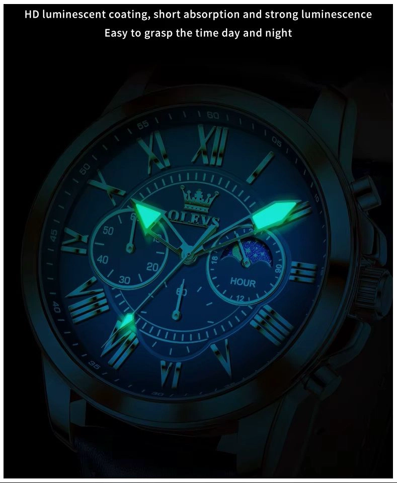 RELOJ DE LUJO PARA HOMBRE FASE LUNAR ESTILO ELEGANTE Y DEPORTIVO - 4