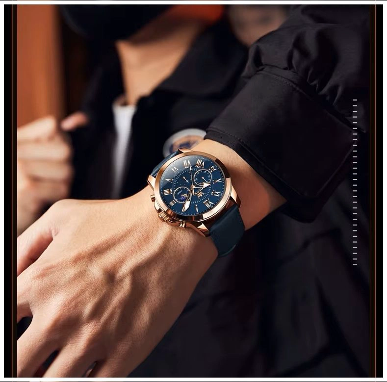 RELOJ DE LUJO PARA HOMBRE FASE LUNAR ESTILO ELEGANTE Y DEPORTIVO - 7