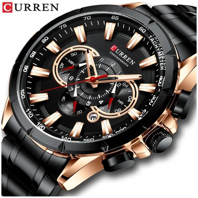 RELOJ HOMBRE CURREN ACERO INOXIDABLE CUARZO CRONOGRAFO CRISTAL RESISTENCIA AL AGUA - 1