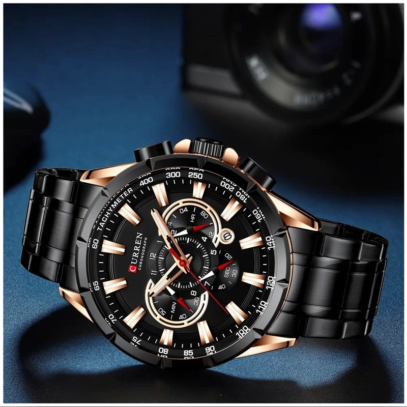 RELOJ HOMBRE CURREN ACERO INOXIDABLE CUARZO CRONOGRAFO CRISTAL RESISTENCIA AL AGUA - 3