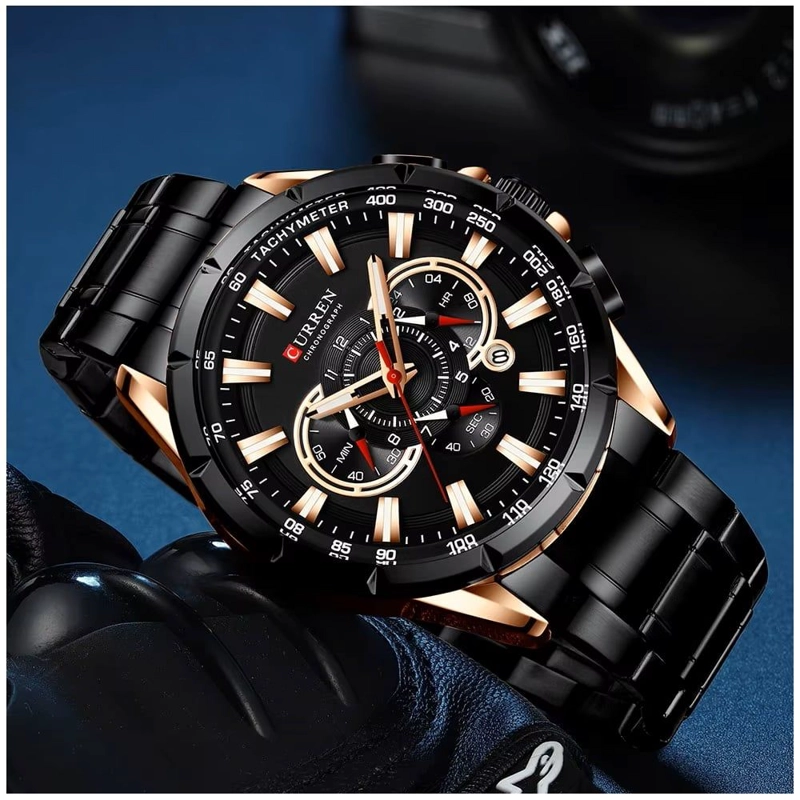 RELOJ HOMBRE CURREN ACERO INOXIDABLE CUARZO CRONOGRAFO CRISTAL RESISTENCIA AL AGUA - 4