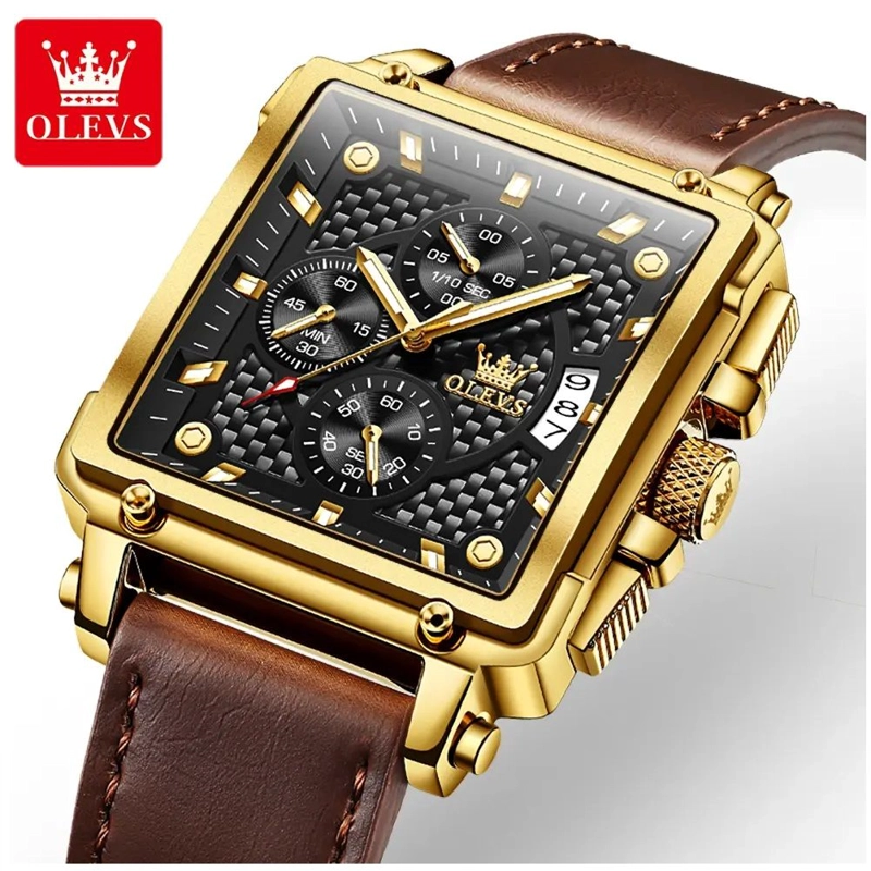 RELOJ CRONOGRAFO CUADRADO DE LUJO HOMBRE DISEÑO DEPORTIVO Y ELEGANTE - 1